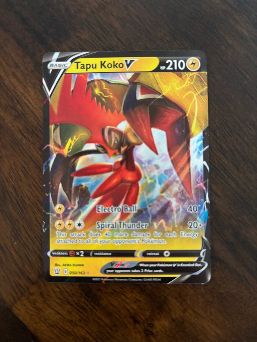 Pokemon Tapu Koko V Red Yellow Blue Holo Trading Card